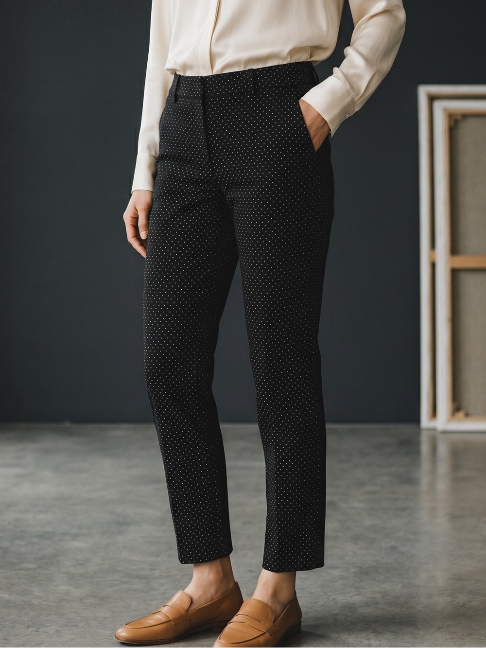 BANANA REPUBLIC Petite Sloan Dot Cropped Ankle Pants | Size 0